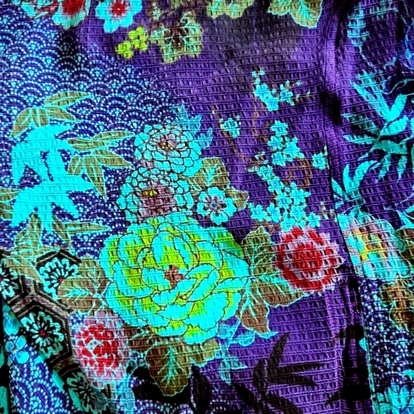 Tianello Mumbai 100% Bemberg Cupro Gorgeous Vibrant Floral Vest Size Medium EUC - Picture 12 of 16